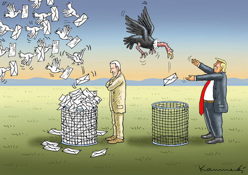 Cartoon: BRIEFWAHL IN AMERIKA (medium) by marian kamensky tagged us,wahlen,joe,biden,trump,corona,us,wahlen,joe,biden,trump,corona