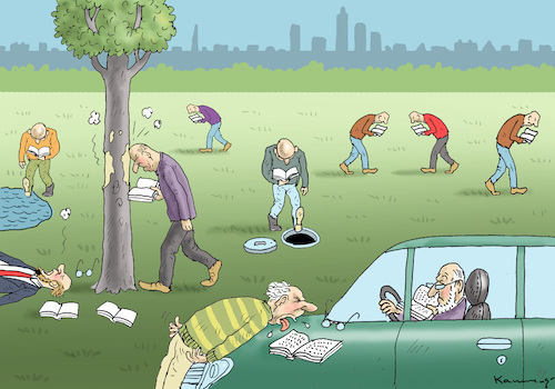 Cartoon: BÜCHERZOMBIES IN FRANKFURT (medium) by marian kamensky tagged buchmesse,frankfurt,buchmesse,frankfurt