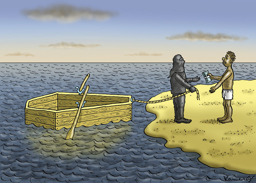 Cartoon: BUSINESS (medium) by marian kamensky tagged mittelmeer,bootsflüchtlinge,afrika,schlepper,mittelmeer,bootsflüchtlinge,afrika,schlepper