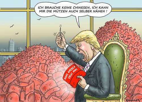 Cartoon: CHINESISCHES MÜTZENEMBARGO (medium) by marian kamensky tagged obama,trump,präsidentenwahlen,usa,baba,vanga,republikaner,demokraten,tv,duell,versus,clinton,faschismus,obama,trump,präsidentenwahlen,usa,baba,vanga,republikaner,demokraten,tv,duell,versus,clinton,faschismus