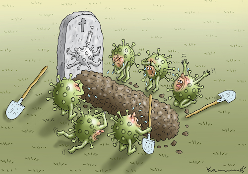 Cartoon: CORONABEGRÄBNIS (medium) by marian kamensky tagged coronavirus,epidemie,gesundheit,panik,stillegung,trump,pandemie,coronavirus,epidemie,gesundheit,panik,stillegung,trump,pandemie