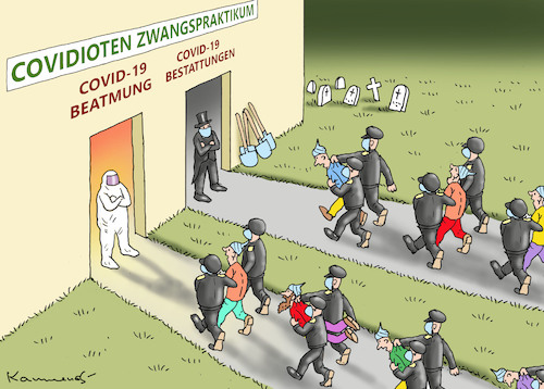 Cartoon: COVIDIOTEN ZWANGSPRAKTIKUM (medium) by marian kamensky tagged coronavirus,epidemie,gesundheit,panik,stillegung,george,floyd,twittertrump,pandemie,coronavirus,epidemie,gesundheit,panik,stillegung,george,floyd,twittertrump,pandemie