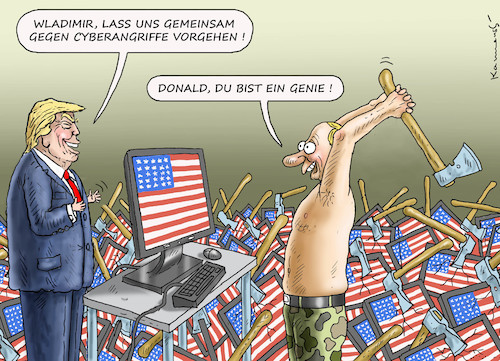 Cartoon: CYBERFRIEDEN SCHAFFEN (medium) by marian kamensky tagged obama,trump,präsidentenwahlen,usa,baba,vanga,republikaner,inauguration,demokraten,putin,wikileaks,faschismus,obama,trump,präsidentenwahlen,usa,baba,vanga,republikaner,inauguration,demokraten,putin,wikileaks,faschismus