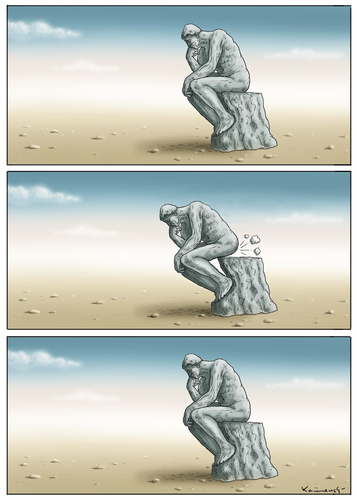 Cartoon: Denkpause (medium) by marian kamensky tagged denker,rodin,pause,kunst,bildhauerei,realismus,denker,pause,kunst,bildhauerei,realismus