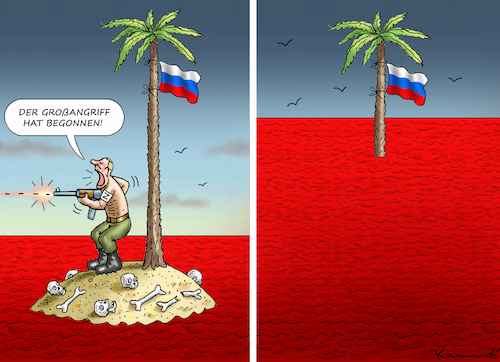 Cartoon: DER GROßE ANGRIFF (medium) by marian kamensky tagged putins,bescherung,ukraine,provokation,swift,moskau,nato,osterweiterung,putins,bescherung,ukraine,provokation,swift,moskau,nato,osterweiterung