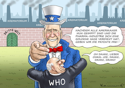 Cartoon: DER GUTE ONKEL JOE (medium) by marian kamensky tagged der,gute,onkel,joe,patente,coronaimpfungen,biden,der,gute,onkel,joe,patente,coronaimpfungen,biden