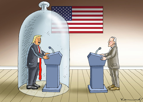 Cartoon: DER NÄCHSTE TV-DUELL (medium) by marian kamensky tagged us,wahlen,joe,biden,trump,corona,bob,woodward,us,wahlen,joe,biden,trump,corona,bob,woodward