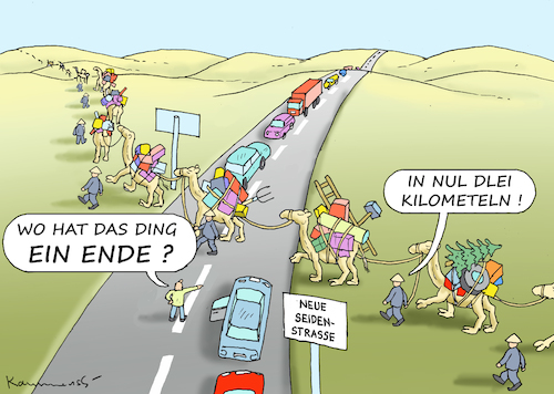 Cartoon: DIE NEUE SEIDENSTRASSE (medium) by marian kamensky tagged brexit,theresa,may,england,eu,schottland,weicher,wahlen,boris,johnson,nigel,farage,ostern,seidenstrasse,xi,jinping,referendum,trump,monsanto,bayer,glyphosa,strafzölle,brexit,theresa,may,england,eu,schottland,weicher,wahlen,boris,johnson,nigel,farage,ostern,seidenstrasse,xi,jinping,referendum,trump,monsanto,bayer,glyphosa,strafzölle