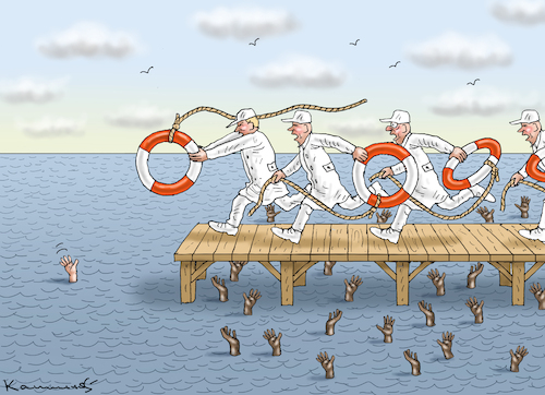 Cartoon: DIE RETTUNG NAHT (medium) by marian kamensky tagged klopfgeräusche,auf,der,titan,klopfgeräusche,auf,der,titan