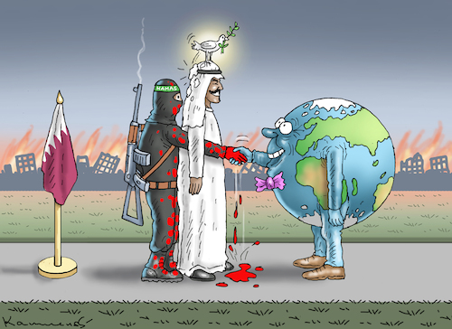 Cartoon: DIE WELT TRIFFT KATAR (medium) by marian kamensky tagged hamas,greift,israel,an,die,welt,katar,hamas,greift,israel,an,die,welt,katar