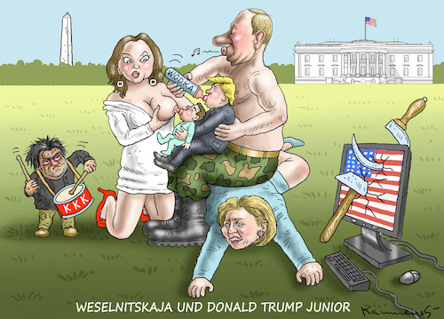 Cartoon: DONALD TRUM JUNIOR (medium) by marian kamensky tagged obama,trump,präsidentenwahlen,usa,baba,vanga,republikaner,inauguration,demokraten,donald,junior,wikileaks,faschismus,obama,trump,präsidentenwahlen,usa,baba,vanga,republikaner,inauguration,demokraten,donald,junior,wikileaks,faschismus