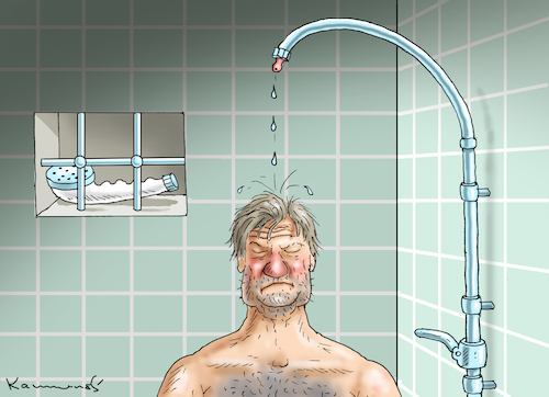 Cartoon: DUSCHHABECK (medium) by marian kamensky tagged scholz,habeck,kanada,wasserstoffabkommen,gasumlage,uniper,scholz,habeck,kanada,wasserstoffabkommen,gasumlage,uniper