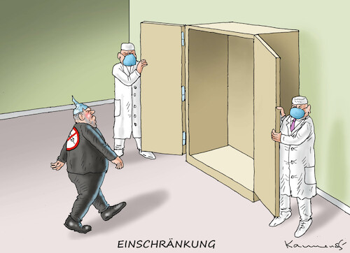 Cartoon: EINSCHRÄNKUNG (medium) by marian kamensky tagged curevac,testzentren,corona,impfung,pandemie,booster,impfpflicht,curevac,testzentren,corona,impfung,pandemie,booster,impfpflicht