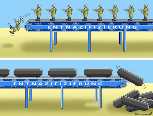 Cartoon: ENTNAZIFIZIERUNG DER UKRAINE (medium) by marian kamensky tagged putins,bescherung,ukraine,provokation,swift,nato,osterweiterung,putins,bescherung,ukraine,provokation,swift,nato,osterweiterung