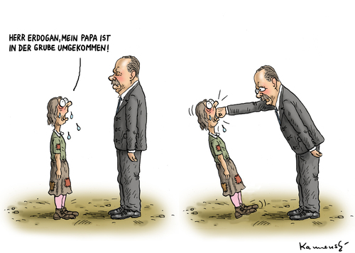 Cartoon: Erdogan schlägt 15 jährige Mä (medium) by marian kamensky tagged bergwerkunglück,türkei,erdogan,korruption,bergwerkunglück,türkei,erdogan,korruption