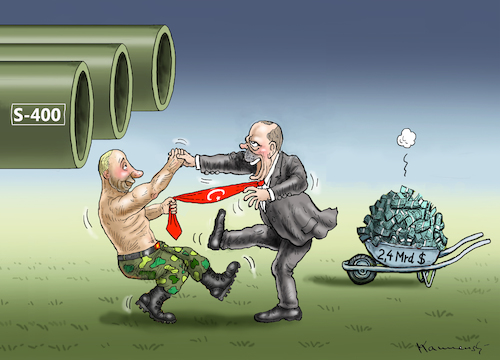 Cartoon: ERDOGANS EINKAUFSKASATSCHOK (medium) by marian kamensky tagged erdogan,putin,raketenabwehrsystem,erdogan,putin,raketenabwehrsystem