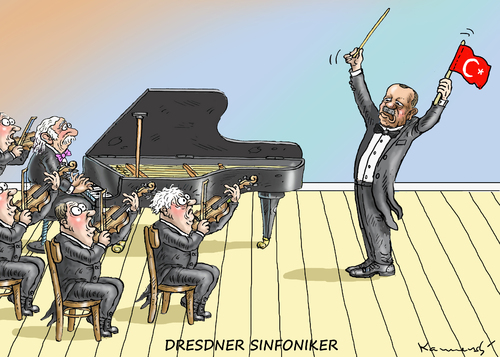 Cartoon: EUROPAS DIRIGENT ERDI (medium) by marian kamensky tagged dresdner,sinfoniker,erdogan,pressefreiheit,sultan,dresdner,sinfoniker,erdogan,pressefreiheit,sultan