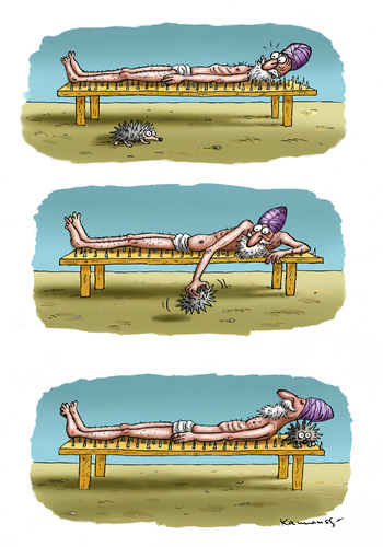 Cartoon: Fakirkopfkissen (medium) by marian kamensky tagged fakir,pause,machen,relax,wellness,fakir,pause,machen,relax,wellness