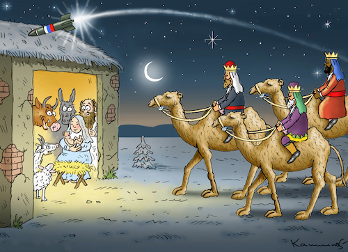 Cartoon: FASCHISTISCHER WEIHNACHTSSTERN (medium) by marian kamensky tagged flucht,aus,cherson,putin,energieterror,weihnachtsgenozid,in,der,ukraine,flucht,aus,cherson,putin,energieterror,weihnachtsgenozid,in,der,ukraine