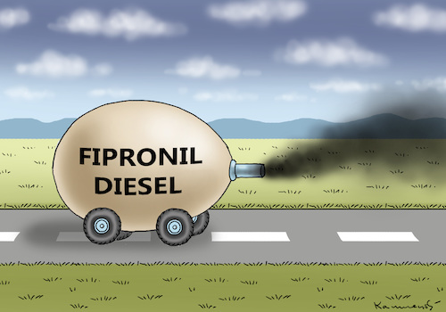 Cartoon: FIPRONIL DIESEL (medium) by marian kamensky tagged gifteierschutz,für,schulz,fipronil,eierskandal,diesel,gifteierschutz,für,schulz,fipronil,eierskandal,diesel