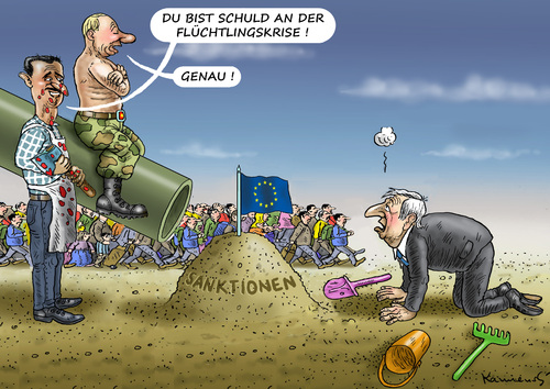 Cartoon: Flüchtlingskrise (medium) by marian kamensky tagged eu,flüchtlinge,asyl,politik,willkommenskultur,terrorismus,heidenau,viktor,orban,horst,seehofer,assad,bayern,eu,flüchtlinge,asyl,politik,willkommenskultur,terrorismus,heidenau,viktor,orban,horst,seehofer,assad,bayern