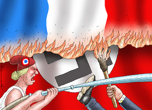 Cartoon: FRANKREICHS RETTUNG (medium) by marian kamensky tagged wahlen,in,frankreich,le,pen,wahlen,in,frankreich,le,pen