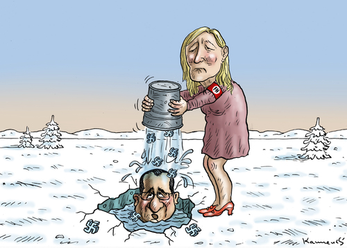 Cartoon: Französicher I B  Challenge (medium) by marian kamensky tagged marine,le,pen,rechtsradikalismus,hollande,ice,buckt,challenge,marine,le,pen,rechtsradikalismus,hollande,ice,buckt,challenge