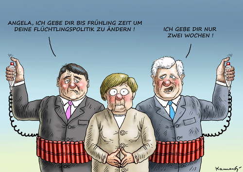 Cartoon: Frau Merkel unter Freunden (medium) by marian kamensky tagged eu,flüchtlinge,asyl,politik,willkommenskultur,terrorismus,heidenau,horst,seehofer,bayern,eu,flüchtlinge,asyl,politik,willkommenskultur,terrorismus,heidenau,horst,seehofer,bayern