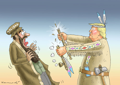 Cartoon: FRIEDENSGESPRÄCHE MIT TALIBAN (medium) by marian kamensky tagged brexit,theresa,may,england,eu,schottland,weicher,wahlen,boris,johnson,nigel,farage,ostern,seidenstrasse,xi,jinping,referendum,trump,monsanto,bayer,glyphosa,strafzölle,taliban,brexit,theresa,may,england,eu,schottland,weicher,wahlen,boris,johnson,nigel,farage,ostern,seidenstrasse,xi,jinping,referendum,trump,monsanto,bayer,glyphosa,strafzölle,taliban