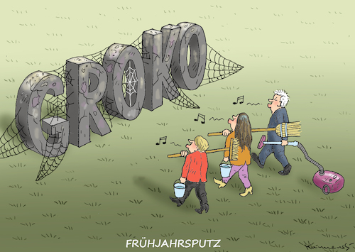 Cartoon: FRÜHJAHRSPUTZ (medium) by marian kamensky tagged groko,spd,parteitag,schulz,würselen,merkel,olaf,scholz,groko,spd,parteitag,schulz,würselen,merkel,olaf,scholz