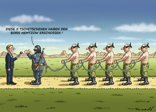 Cartoon: FÜNF TSCHETSCHENEN (medium) by marian kamensky tagged boris,nemzow,putin,mordanschlag,krenl,ukraine,pressefreiheit,meinungsfreiheit,boris,nemzow,putin,mordanschlag,krenl,ukraine,pressefreiheit,meinungsfreiheit