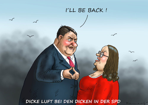 Cartoon: GABRIEL WIRD WIEDER DICK (medium) by marian kamensky tagged groko,spd,parteitag,schulz,würselen,merkel,andrea,nahles,spahn,pflegeversicherung,groko,spd,parteitag,schulz,würselen,merkel,andrea,nahles,spahn,pflegeversicherung