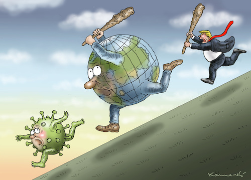 Cartoon: GEFÄHRLICHER TRUMPISMUS (medium) by marian kamensky tagged coronavirus,epidemie,gesundheit,panik,stillegung,trump,pandemie,coronavirus,epidemie,gesundheit,panik,stillegung,trump,pandemie