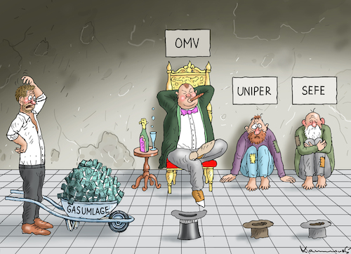 Cartoon: HABECKS DILEMMA (medium) by marian kamensky tagged scholz,habeck,kanada,wasserstoffabkommen,gasumlage,uniper,scholz,habeck,kanada,wasserstoffabkommen,gasumlage,uniper