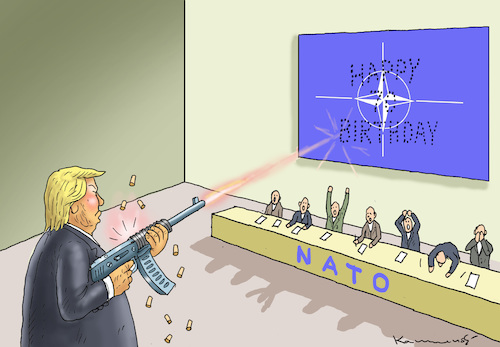 Cartoon: HAPPY 70th BIRTHDAY NATO ! (medium) by marian kamensky tagged obama,trump,präsidentenwahlen,usa,baba,vanga,republikaner,inauguration,demokraten,kim,jong,un,wikileaks,faschismus,singarur,nato,summit,ruhani,iran,obama,trump,präsidentenwahlen,usa,baba,vanga,republikaner,inauguration,demokraten,kim,jong,un,wikileaks,faschismus,singarur,nato,summit,ruhani,iran