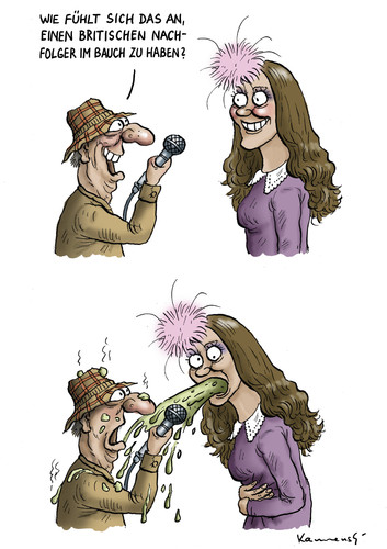 Cartoon: Herzogin Kate (medium) by marian kamensky tagged herzogin,kate,britischer,nachfolger,schwangerschaft,herzogin,kate,britischer,nachfolger,schwangerschaft