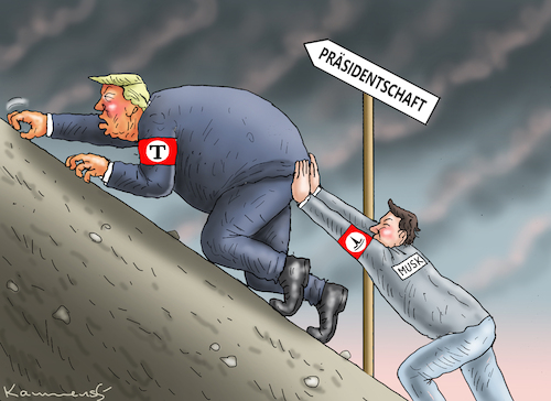 Cartoon: HILFSBEREITER MUSK (medium) by marian kamensky tagged hilfsbereiter,musk,trump,hilfsbereiter,musk,trump