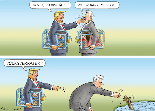 Cartoon: HORST SAULUS ZU PAULUS (medium) by marian kamensky tagged merkel,seehofer,unionskrise,csu,cdu,flüchtlinge,kontrollzentren,für,salvini,defizit,plastiktütenverbot,merkel,seehofer,unionskrise,csu,cdu,flüchtlinge,kontrollzentren,für,salvini,defizit,plastiktütenverbot