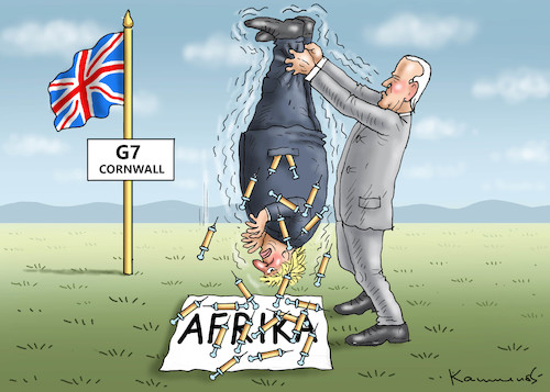 Cartoon: IMPFSPENDEN FÜR AFRIKA (medium) by marian kamensky tagged impfspenden,für,afrika,g7,biden,johnson,impfspenden,für,afrika,g7,biden,johnson