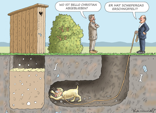 Cartoon: INDUSTRIEHUND LINDNER (medium) by marian kamensky tagged industriehund,lindner,schiefergas,fracking,industriehund,lindner,schiefergas,fracking