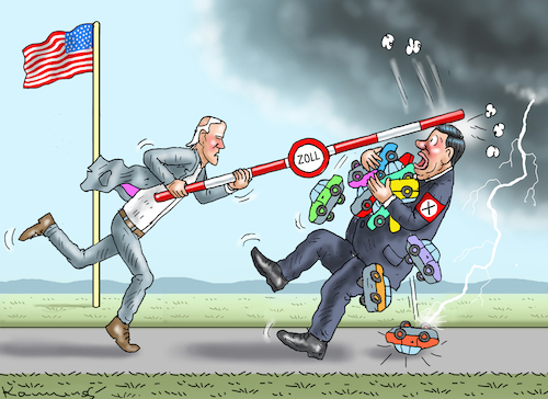 Cartoon: JOE ERHÖHT ZÖLLE (medium) by marian kamensky tagged joe,erhöht,zölle,usa,china,handel,joe,erhöht,zölle,usa,china,handel