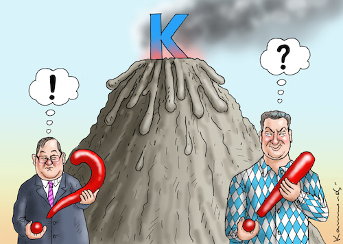 Cartoon: K-VULKAN (medium) by marian kamensky tagged merkel,seehofer,unionskrise,csu,cdu,flüchtlinge,gauland,merz,afd,akk,spahn,pegida,hutbürger,höcke,führer,wahlen,thüringen,kemmerich,tag,der,deutschen,vorsitz,söder,laschet,einheit,moria,lesbos,merkel,seehofer,unionskrise,csu,cdu,flüchtlinge,gauland,merz,afd,akk,spahn,pegida,hutbürger,höcke,führer,wahlen,thüringen,kemmerich,tag,der,deutschen,vorsitz,söder,laschet,einheit,moria,lesbos