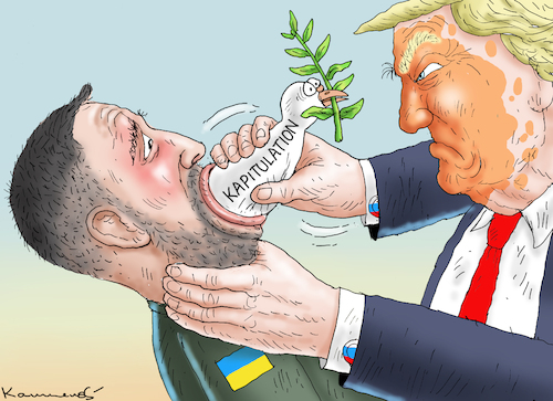 Cartoon: KAPITULATIONSFRIEDEN (medium) by marian kamensky tagged musk,trump,zuckerberg,bezos,felon,and,elon,in,panama,zölle,diktator,selenskyj,putin,ukraine,usa,musk,trump,zuckerberg,bezos,felon,and,elon,in,panama,zölle,diktator,selenskyj,putin,ukraine,usa