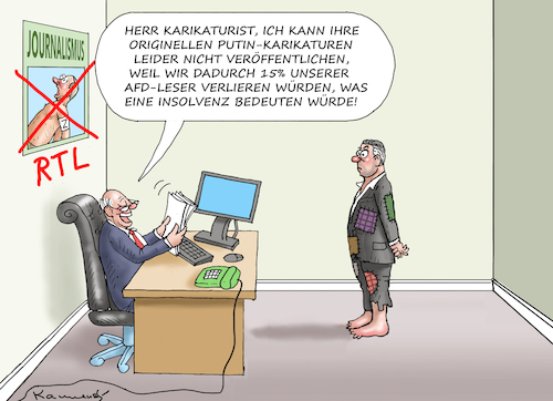 Cartoon: KARIKATURISTEN-ARMUT (medium) by marian kamensky tagged karikaturistenarmut,rtl,gune,und,jahr,kahlschlag,karikaturistenarmut,rtl,gune,und,jahr,kahlschlag