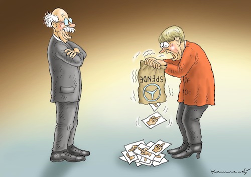 Cartoon: KEINE SPENDEN MEHR VON DAIMLER ! (medium) by marian kamensky tagged dieselaffenaffäre,mathias,müller,vw,winterkorn,scheuer,katalysatorendrama,dieselaffenaffäre,mathias,müller,vw,winterkorn,scheuer,katalysatorendrama