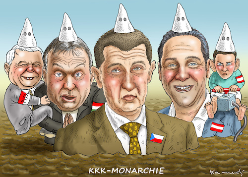 Cartoon: KKK-MONARCHIE (medium) by marian kamensky tagged kkk,monarchie,babis,strache,kurz,orban,populismus,kazsynski,kkk,monarchie,babis,strache,kurz,orban,populismus,kazsynski