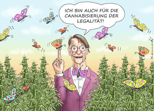 Cartoon: LAUTER BACH MELDET SICH (medium) by marian kamensky tagged lauter,bach,meldet,sich,cannabis,legalisierung,lauter,bach,meldet,sich,cannabis,legalisierung