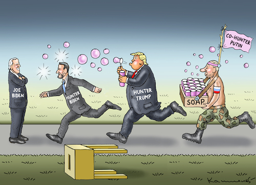 Cartoon: LIAR HUNTER TRUMPUTIN (medium) by marian kamensky tagged us,wahlen,joe,biden,trump,corona,bob,woodward,harris,pence,us,wahlen,joe,biden,trump,corona,bob,woodward,harris,pence