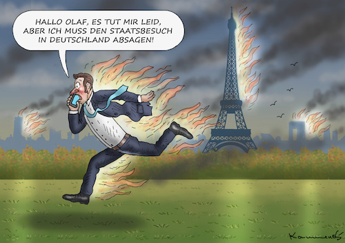 Cartoon: MACRONS STAATSBESUCH ABGESAGT (medium) by marian kamensky tagged macrons,staatsbesuch,abgesagt,macrons,staatsbesuch,abgesagt