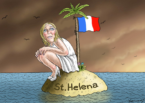 Cartoon: MARINE LE PEN AUF ST. HELENA (medium) by marian kamensky tagged präsidenten,wahlen,in,frankreich,stichwahl,terroranschlag,champs,elysees,präsidenten,wahlen,in,frankreich,stichwahl,terroranschlag,champs,elysees